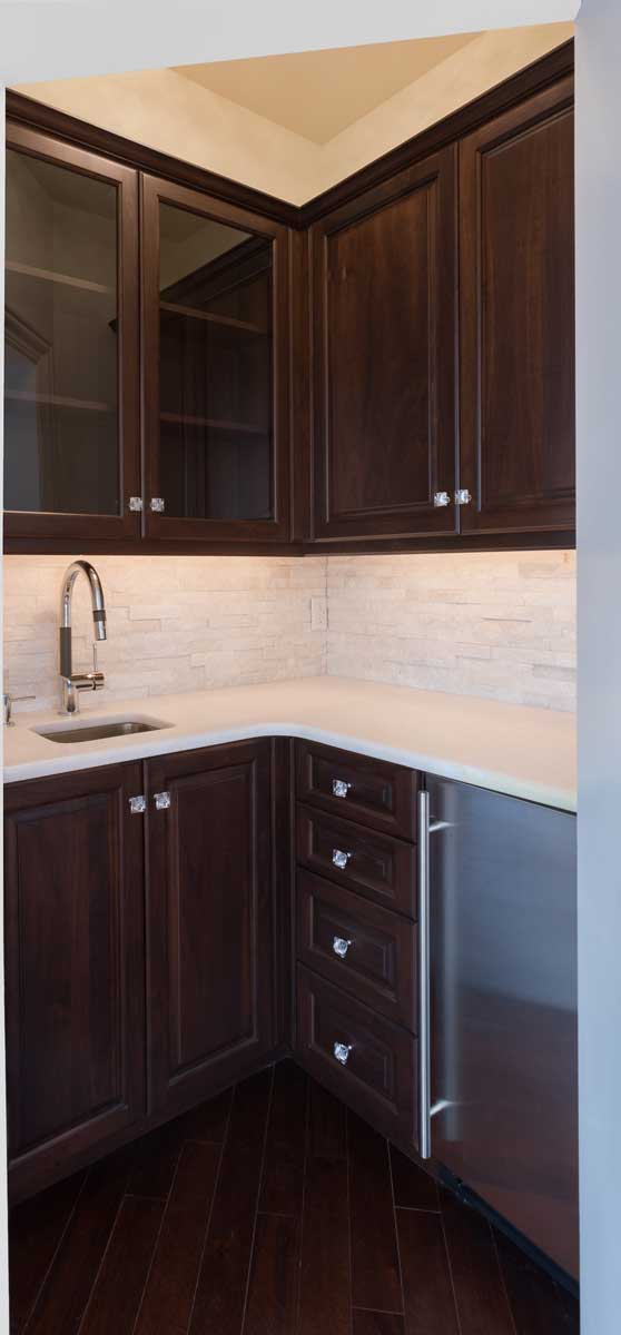 Cocoa Walnut Kitchenette for a New Construction House Project in Dover Delaware